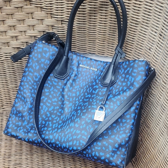 Michael Kors Blue and Black Satchel - Picture 1 of 9